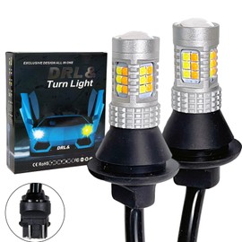 3157 Error Free Dual Color Switchback DRL LED Turn Signal Light Bulbs No Hyper Flash Built-in Resistors All in One, White/Amber Yellow, Pack of 2