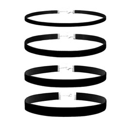Palotay 4Pcs Black Velvet Lace Choker Set for Women Adjustable Gothic Choker Collars Black Chocker Necklace for Women Jewelry 4Pcs B