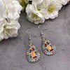Tear Drop Shaped Patterned Multi-Colour Enamel Charm Bead Earrings in