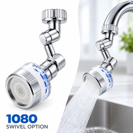 360° Swivel Faucet Aerator Extender for Kitchen Sink – Rotating Anti-Splash Tap Nozzle with Short, Long & 1080° Options