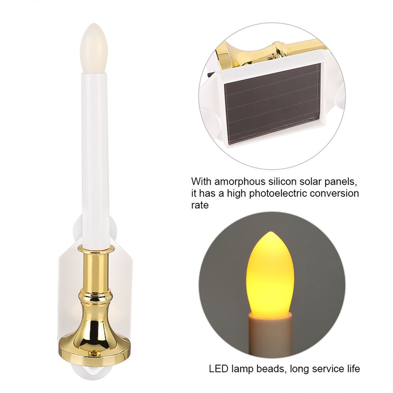 2Pcs Solar Power Candle Lamp Outdoor Flameless Candle Lamp Home