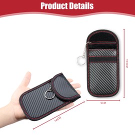 wilcractk Car Key Case with Anti RFID Signal - Pack of 2, Black, RFID Blocker in Carbon Look - Signal Blocker for Remote Key & Theft Protection