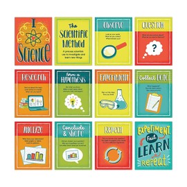 Carson Dellosa 12-Piece Scientific Method Posters, 8.5" x 11" Educational Wall Art for Classroom Decor and Office Decorations, Science Teacher Supplies