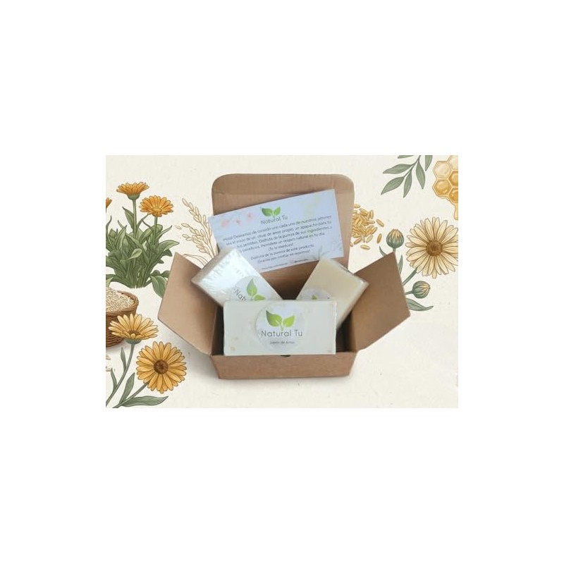 Pack de 3 Jabones Naturales Artesanales, Miel, Arroz y Caléndula,