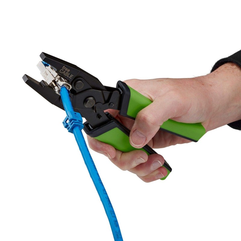 trueCABLE Parallel Crimping Pliers, Toolless Keystone Jack and Field Termination