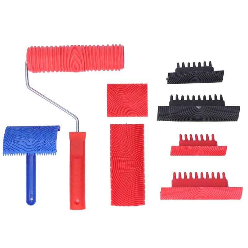 Rubber Wood Graining Tool Handheld Wood Texture Pattern Roller for