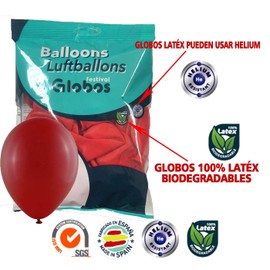 Pack of 50 Multicoloured Red Balloons Latex Balloons 30 cm 12 Inch Decohelium for Weddings, Birthday Parties and Decorations (Red)