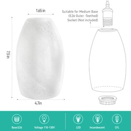 HGHYjrxfkl Oval Glass Lamp Shade, Alabaster White Mini Pendant Light Shade, H7.5",D4.7" Replacement Glass Shade for Chandelier,Wall Sconce, Floor Lamp, Table Lamps –1 Pack