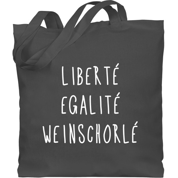 Shirtracer - Statement with saying - Liberte Egalite Weinschorle white - fabric bag made of cotton jute bag long handle, 3 Dark Grey, Einheitsgröße
