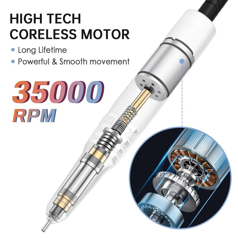 Kredioo Nagelfräser für Gelnägel Akku 35000 U/Min Elektrische Nagelfräser 2