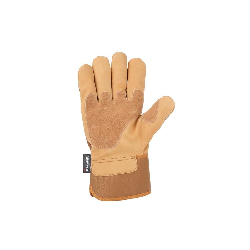 Carhartt Men's Insulated Duck Synthetic Leather Safety Cuff Glove, Brown,