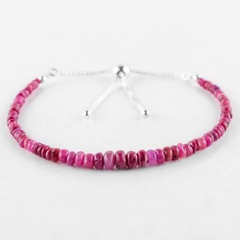AA+ Natural Ruby Gemstone Beads Bolo Bracelet, Adjustable Slider Chain, Energy Stones, Chakra Healing Crystals, Silver Plated, Gift for Women, Birthstone, Gemstones Jewelry,10 inch