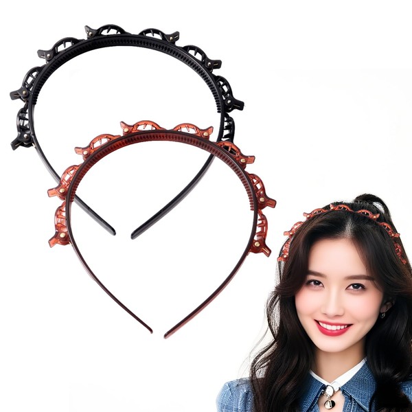 2 Pack Clip Headband – Comfortable Non-Slip Hairband with Attached