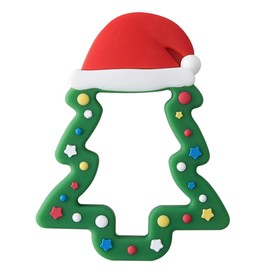 Jimibaby Silicone Christmas Teether, The First Christmas Holiday Teething Toy for Baby Boys and Girls, Ideal Christmas Stocking Stuffer, Comes with Gift Package (Christmas Hat) (Green)