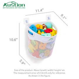 Austion Quick-Fetch Way Mesh Bath Toy Holder, Wide Opening and Large Capacity Bath tub Toy Storage for Easy Access to Toys, Space-Saving Wall-Mounted Bath Toy Organizer, Quick Dry Bathtub Toy Holder