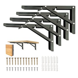 Folding Shelf Brackets, 20 Inch 4 Pcs Folding Shelf Hinge Heavy Duty Shelf Brackets,Collapsible Shelf Brackets for Foldable Shelf,Wall Mounted Folding Table Brackets Space-Saving