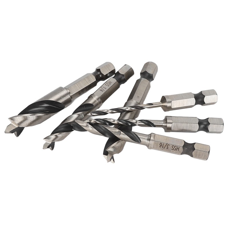 6Pcs 3 Point Drill Bit High Speed Steel Imperial Wood
