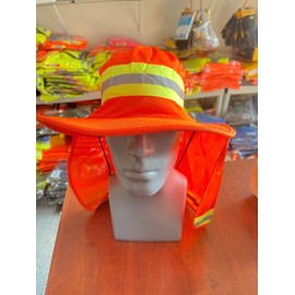 Tutu Hi Vis Reflective Work Safety Neck Flap Boonie Hat Orange  Bucket Cap