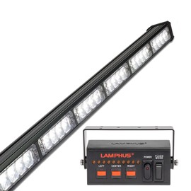LAMPHUS SolarBlast 29" 24W White LED Traffic Advisor Light Bar with TA Controller Box - 12V Waterproof Clear Directional Flashing Emergency Warning Lightbar Lights for Work Truck Van SUV Car Vehicles
