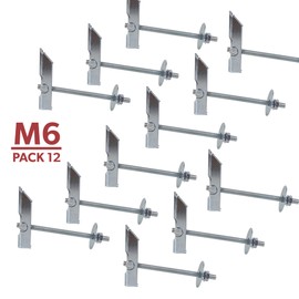 DOJA Industrial | Hook Tilt Dowel M6 Made of Steel | Pack 12 | Tilt Anchor for Attaching Elements to a Hollow Wall or Ceiling | Wall Mount for Attaching Fans Among Other Things.