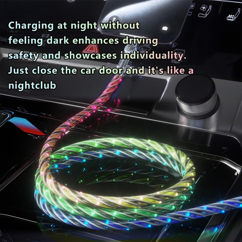 Light Up USB-C Cable 2Pack 6.6ft LED Charger RGB USBC