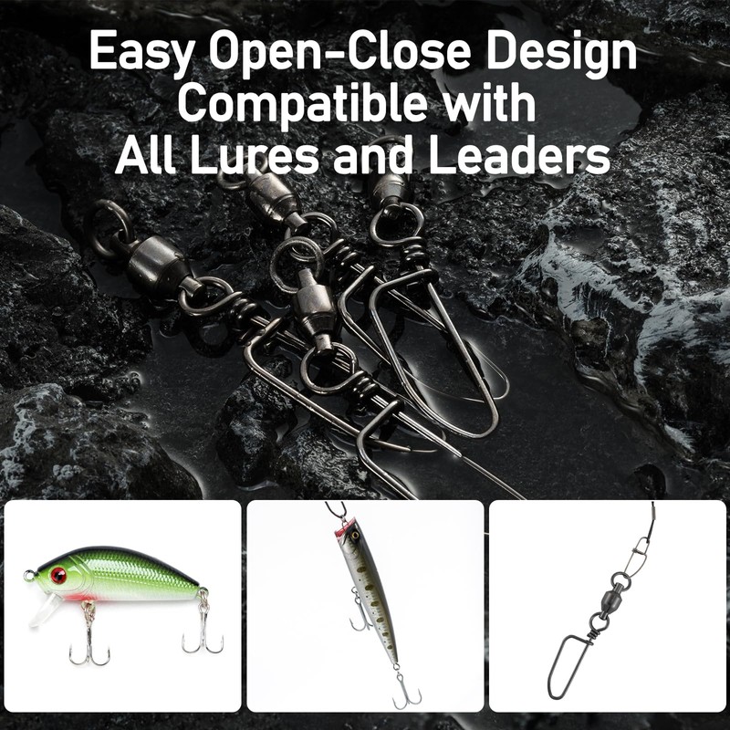 Alwonder 20 Pcs Fishing Swivel and Snap Saltwater Freshwater Ball