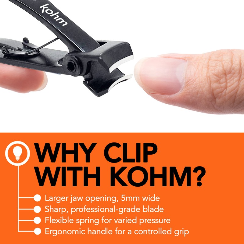 KOHM Nail Clippers for Thick Nails - Heavy Duty, Sharp