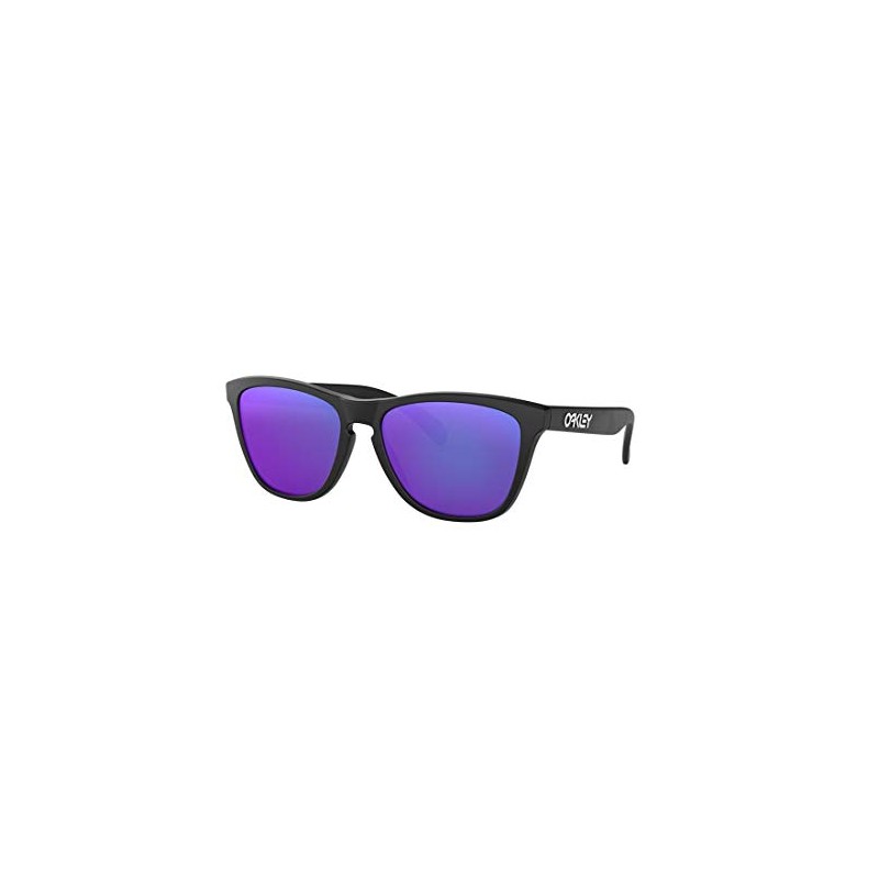 Oakley OO9013 Frogskins Square Sunglasses, Matte Black/Violet Iridium, 55 mm