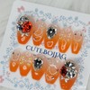 Coral Glitter Handmade Nail Tips - Almond S / 코랄