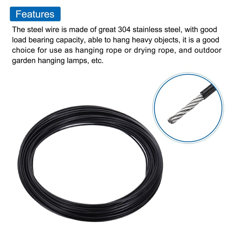 sourcing map 66FT Stainless Steel Cable Railing Kit, 1/16" Vinyl