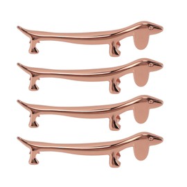 4 PCS Chopstick Rest Zinc Alloy Plating Reusable  Dinner Spoon Stand for Holding Spoon Fork Rose Gold Sausage Dog