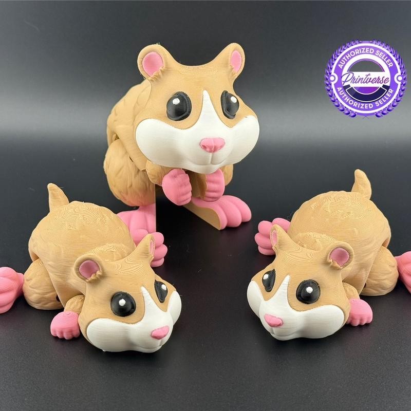 Hamster Fidget Friend 3D Printed Animal Wiggle Articulating Stocking Stuffer