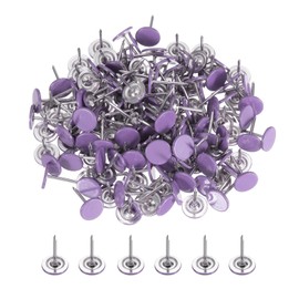 PATIKIL 0.43 Inch Push Pins, 200 Pack Flat Round Head Push Pin Decorative Map Thumb Tacks with Metal Point for Cork Board, Purple