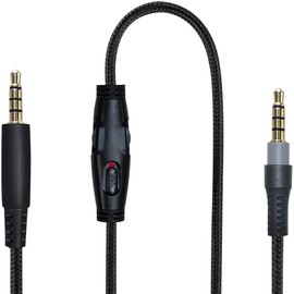 tunghey Nylon Braided Replacement Audio Aux Cable for Hyp-erX Cloud Alp-ha and Cloud Mix Gaming headsets with Inline Mute & Volume Control (No Inline Mic) (2M)