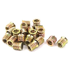sourcing map M8 x 15mm Threaded Type E Nut Hexagon Socket Insert Nuts 20pcs for Furniture