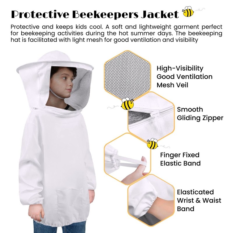 Flexzion Beekeeping Jacket - White Bee Keeper Suit for Men