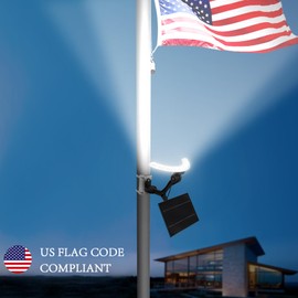 Einsamk Solar Flag Pole Light for 15-40ft flagpole 5 Spotlights 12000 MHA，Adjustable Clamps Fits 3-6''Diameter Inground Poles Flag Poles Coverage-Light Up American Flag Outdoor with from Dusk to Dawn
