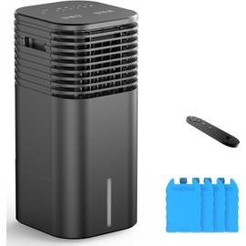 24" Windowless Portable Air Conditioner, 15H Timer & 120°Oscillation, 3-IN-1 Portable AC Unit with Remote, 2-Gal Tank, 3 Modes & 3 Speeds, Ultra-Quiet Ventless Swamp Cooler for Home Office, Onyx