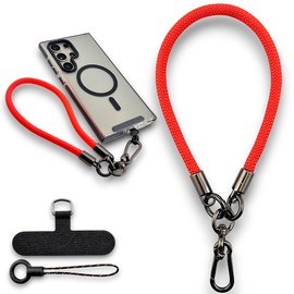 Wrist Strap Lanyard, Rope Lanyard Wrist Strap for Mobile Phones, Cameras, Keyring, Keychain,Mobile Accessory Pendant (7mm Thickness) (Red)
