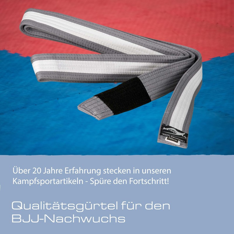 Ju-Sports Bjj Kindergürtel Belt, Grey/White, 220