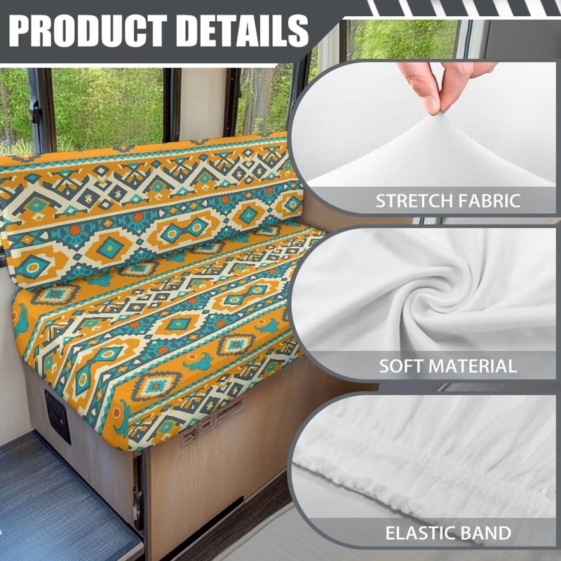 Tomeusey RV Couch Cover Set - 2 Pcs Aztec Tribal
