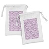 Lunarable Purple Floral Fabric Pouch Set of 2, Continuous and