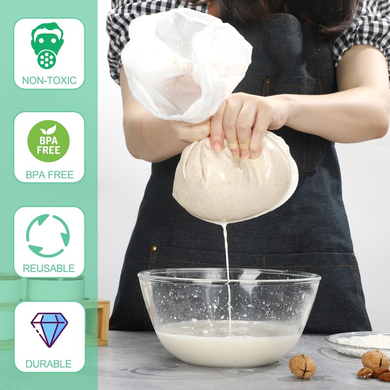 Bellamei 3 pack 14"x14" Nut Milk Bag Extra Large Reusable