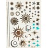 4 Sheets Temporary Gold Silver Tattoo Sun Tattoo Star Tattoo