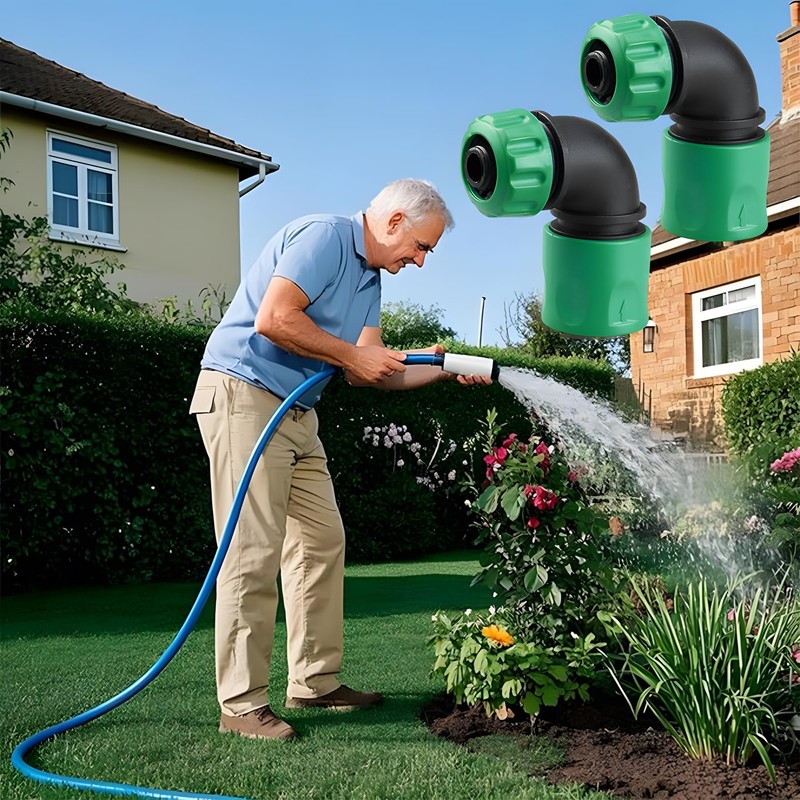 PASLFC Pack of 2 Garden Hose Quick Coupling Angle Adapter,