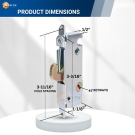 Sliding Door Replacement Mortise Lock 45° Degree Keyway for Patio Door Handle Set Mortise Style Non-keyed Sliding Patio Glass Door Handles, 3-11/16” Screw Hole Spacing | Fix and Repair Lock
