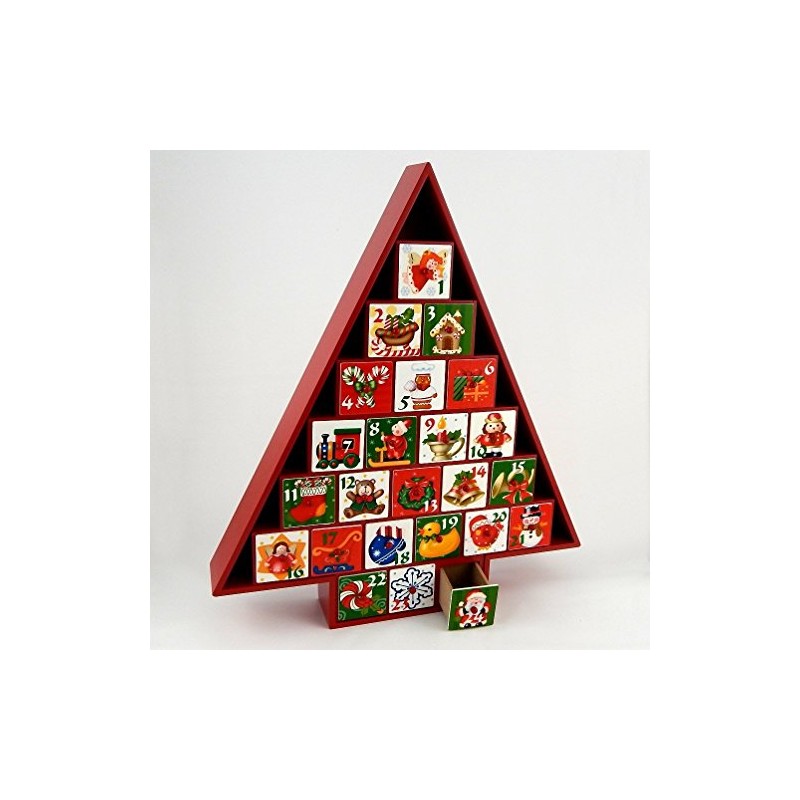Home Bazaar - Festive Red Tree - Wooden Advent Calendar