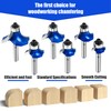6Pcs Roundover Router Bit 1/4 Shank,Radius 1/8" 3/16" 1/4" 5/16"