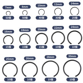 Glvaner Inner Snap Rings C-Clip 7mm to 30mm Stainless Steel Round Wire Snap Rings for Holes, 14 Sizes, Pack of 300 with Storage Case