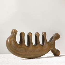 Wooden Comb Green Sandalwood Comb Gua Sha Meridian Comb Scalp massage Comb